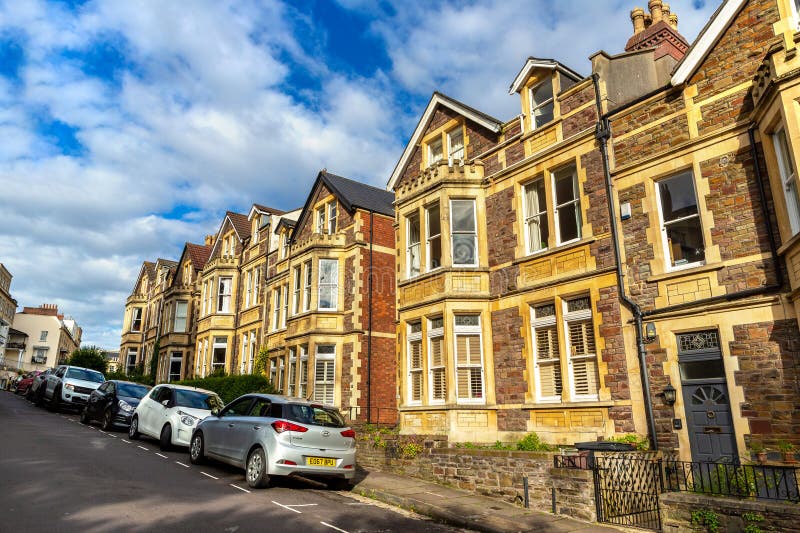 Typical Old Houses in Bristol in a Summer Day, UK Editorial Photo