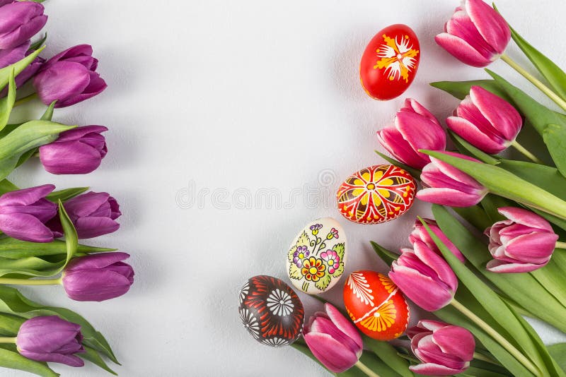 Typical painted eggs from the top view