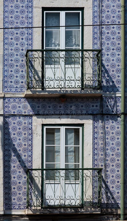 Typical Portuguese Architecture Tile Azulejos Windows Portugal Stock