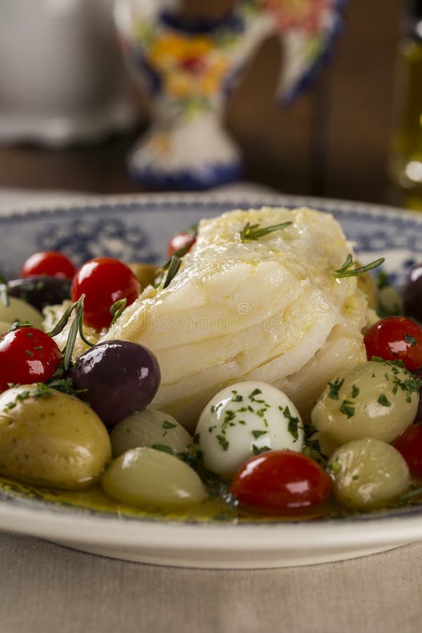 A Typical Portuguese Dish with Codfish Called Bacalhau Do Porto Stock