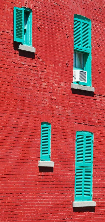 Typical red brick wall in Montreal, Canada