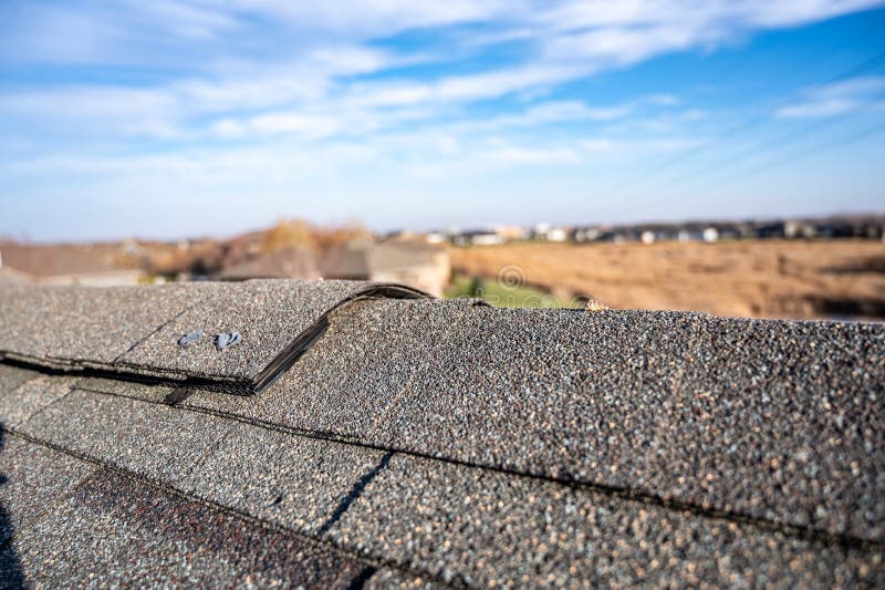 Asphalt Shingle Roof with Ridge Cap Stock Photo Image of proof