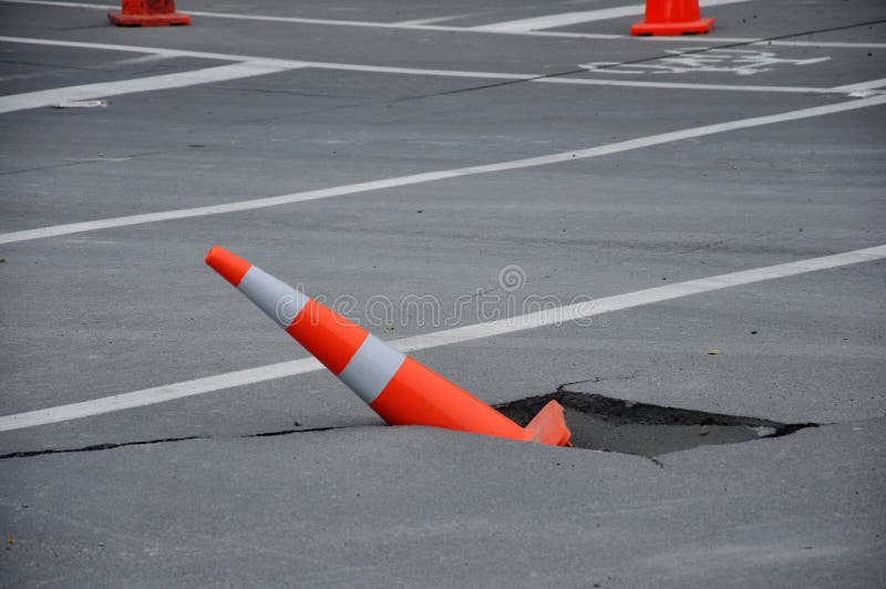 Typical road damage near the Avon River from the 6.4 earthquake in Christchurch, South Island, New Zealand, 22-2-2011