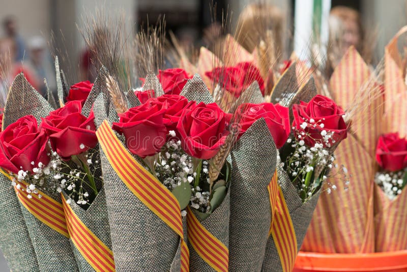 Typical Roses Sant George Day Barcelona Spain Europe Stock Image ...