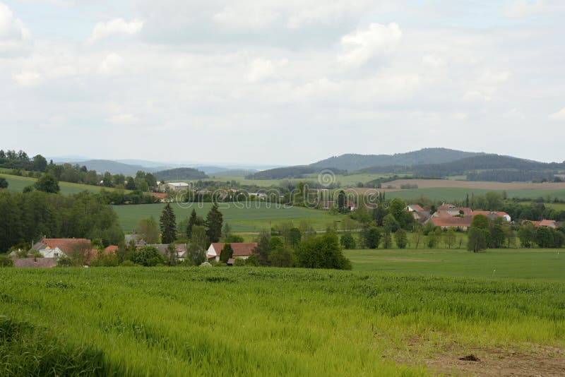 Typical Rural Villages in Landscape, Bohemian Forest, Czech Republic, Europe royalty free stock photo Typical Rural Villages in Landscape, Bohemian Forest, Czech Republic, Europe royalty free stock photo