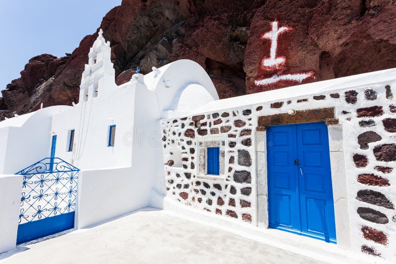 Typical Santorini White Church, Greece
