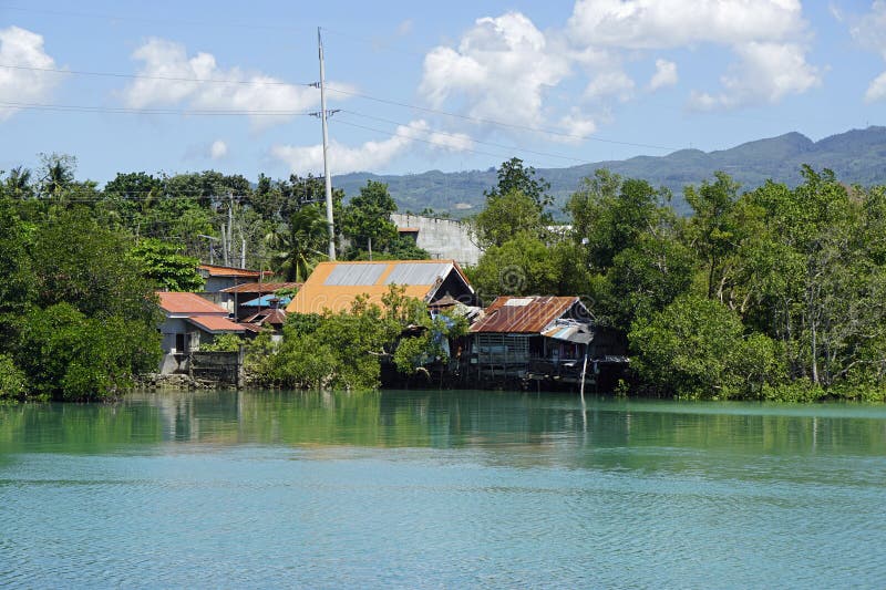 Typical Small Houses Near the Beach at the Philippines Stock Image
