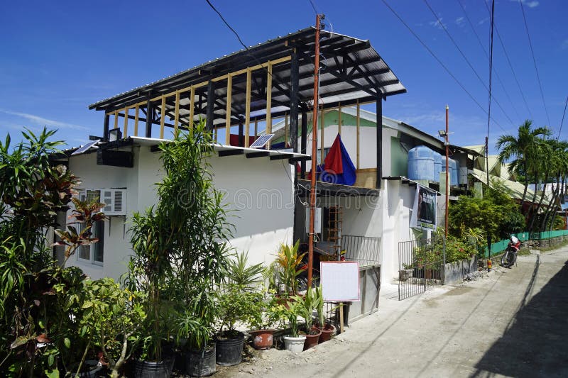 Typical Small Houses Near the Beach at the Philippines Stock Photo