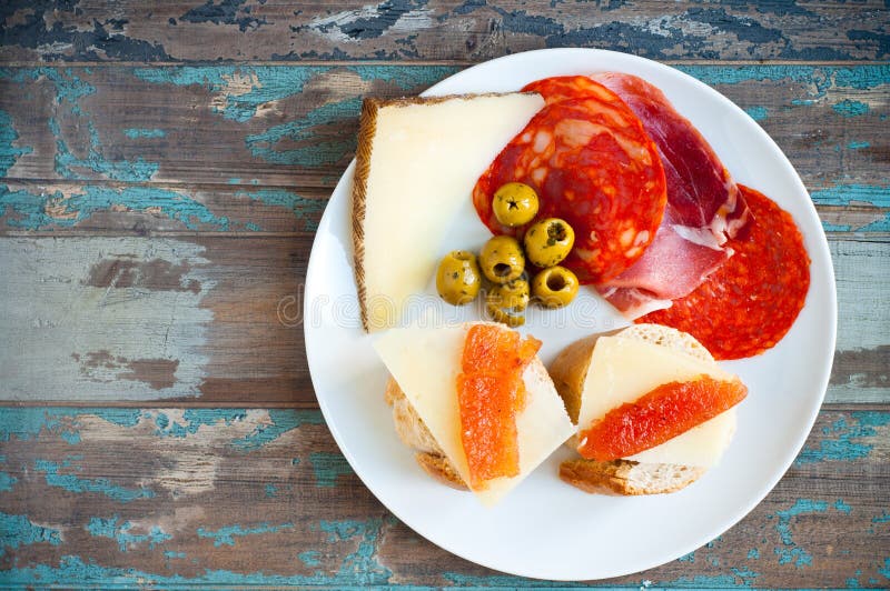 Typical Spanish lunch stock image. Image of olive, sliced 55206355