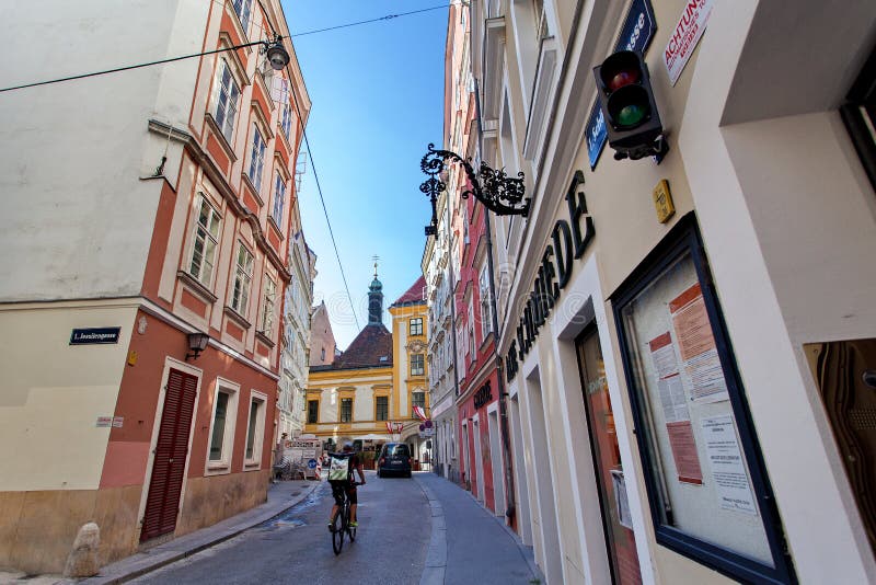 Typical Street in the Center of Vienna, Austria Editorial Stock Image