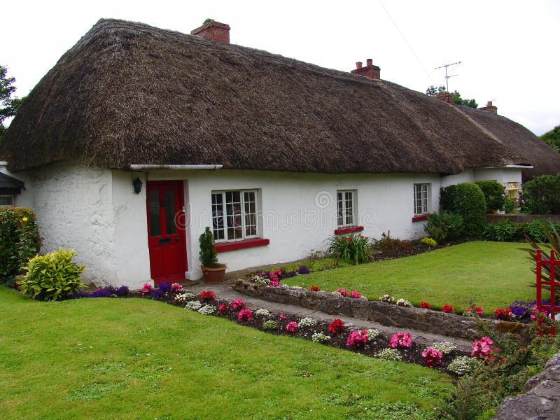 Typical Thatched Roof Cottage in Ireland Stock Image Image of europe