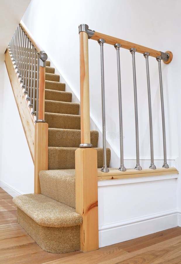 Typical UK British Stairs with Chrome Railing Stock Photo Image of