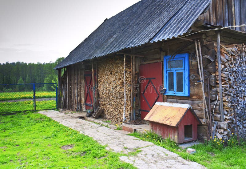 A Typical Village House and Yard Stock Image Image of russian, timber