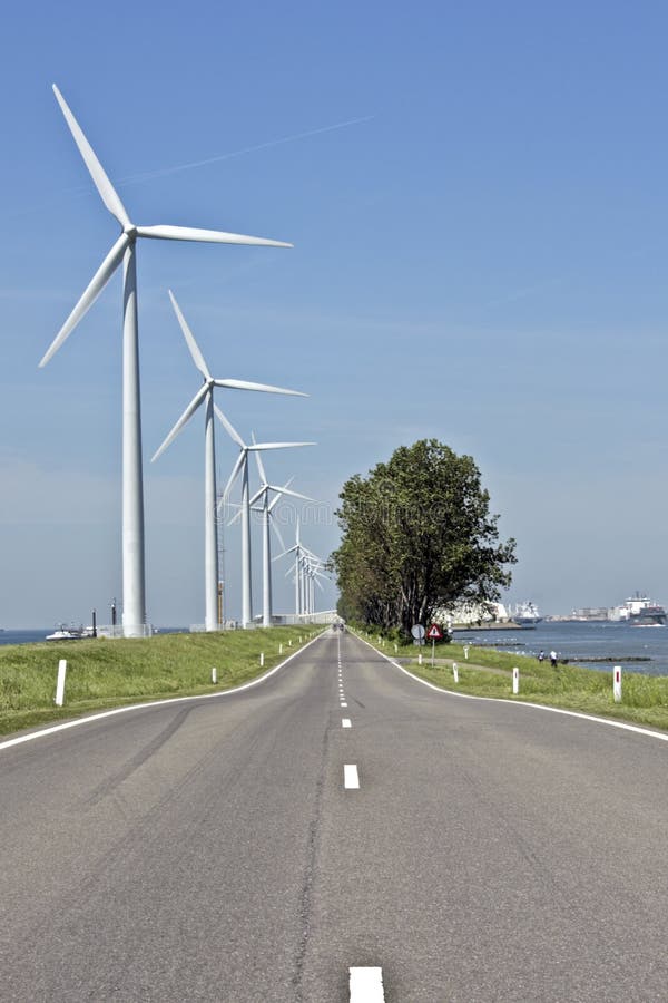 Typically dutch, windmills, road and water