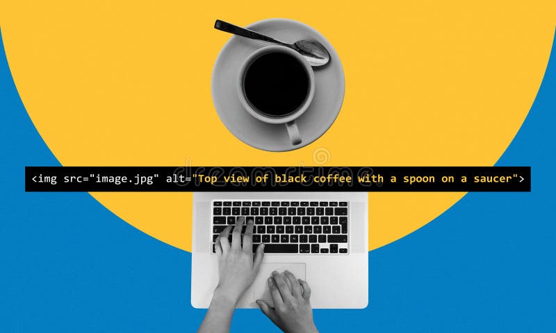 Typing Alt Text for SEO Optimization Using HTML Format Coding Stock ...