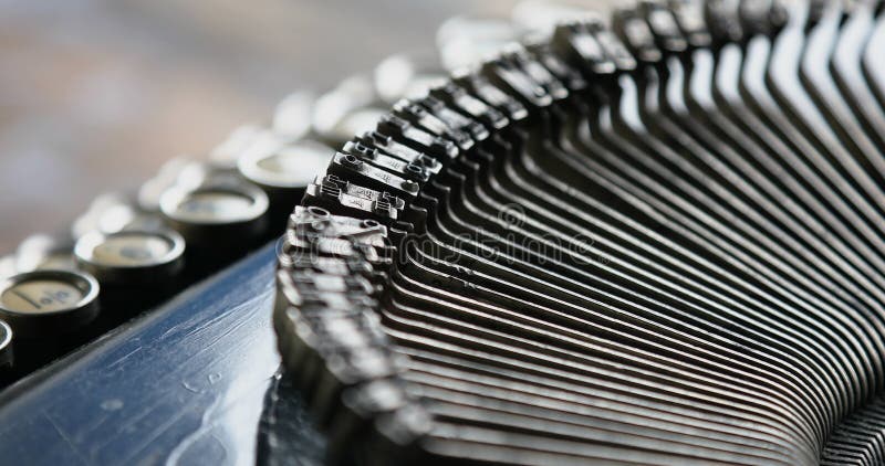 Typing. Metal types in the typewriter. Close-up. Detail. stock footage