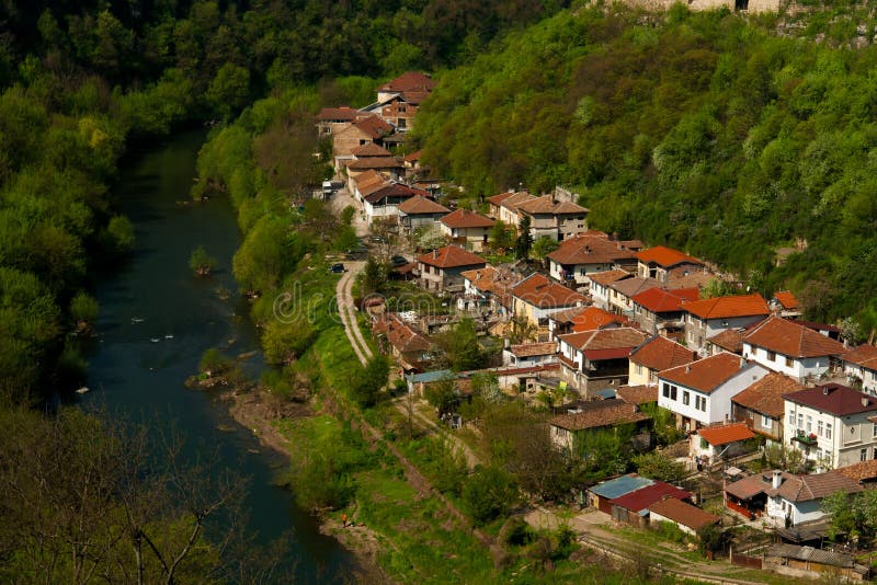 Typisk arkitektur, historiska medeltida hus, Veliko Tarnovo arkivfoton Typisk arkitektur, historiska medeltida hus, Veliko Tarnovo arkivfoton