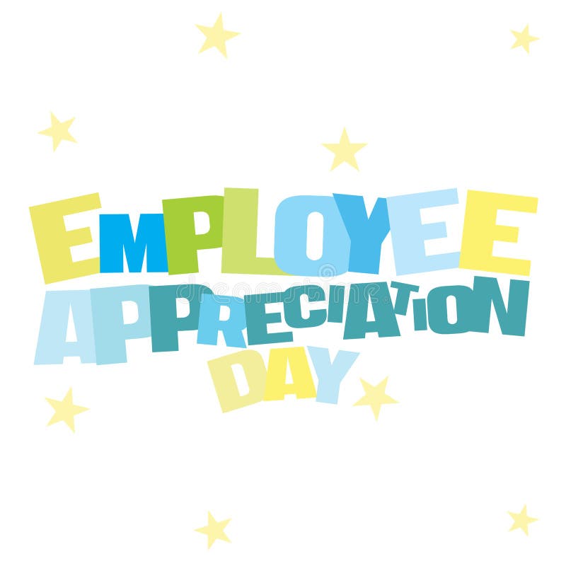 Typograficzna ilustracja pracownika docenienia dzień w błękitnych i zielonych kolorach