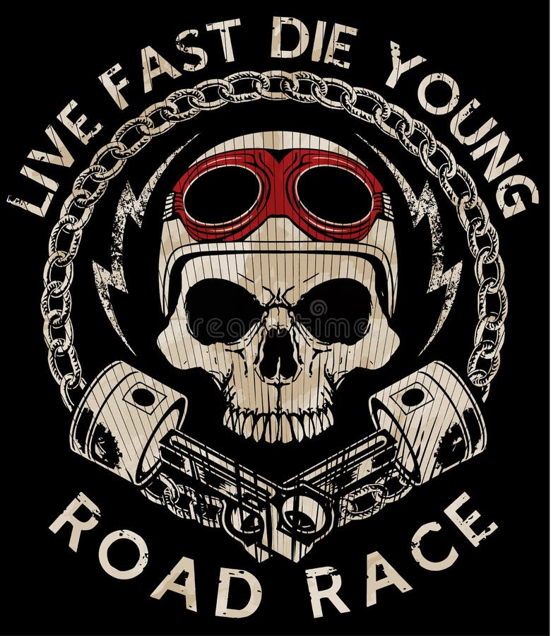 Typografidiagram och affisch för motorcykel tävlings- Skalle och gammalt vektor illustrationer Typografidiagram och affisch för motorcykel tävlings- Skalle och gammalt vektor illustrationer