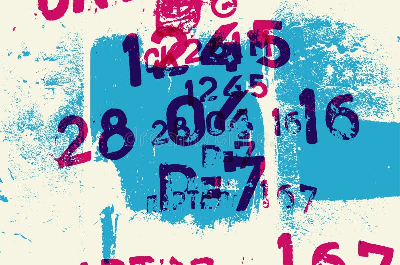 Typographic retro grunge abstract background with signs. Vector illustration. Stencil font numbers vectors