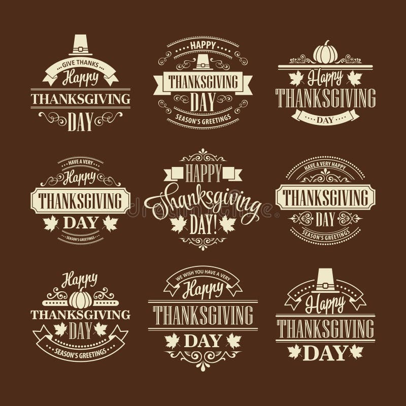 Free Typographic Thanksgiving Design Set. Vector Royalty Free Stock Image - 60496316
