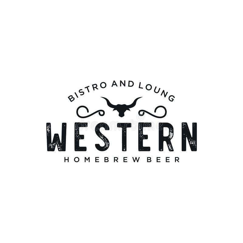 Typographie d'emblème de pays de cru pour l'inspiration occidentale de conception de logo de barre/restaurant - vecteur