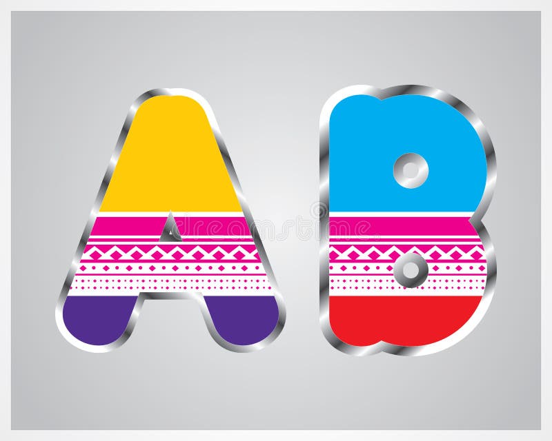 Typography Colorful Decorative Alphabet a To Z Stock Illustration