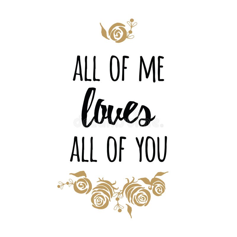 Typography romantic poster about love. Vector Quote. Gold roses