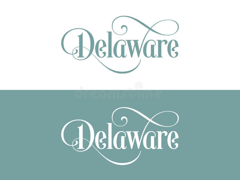 Typography of The USA Delaware States Handwritten Illustration on Official U.S. State Colors vector illustration Typography of The USA Delaware States Handwritten Illustration on Official U.S. State Colors vector illustration