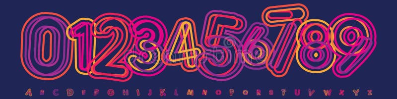Typsnitt för teckensnittslogotyp Alphabet Typografi Bokstavstyp för vektortypsnitt. Starka, nyanserade multislagerlinjer med uppsp stock illustrationer