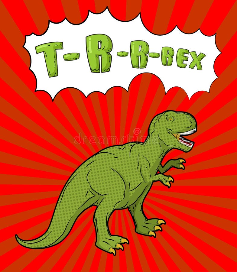 Tyrannosaurus pop art style. Angry prehistoric reptile.