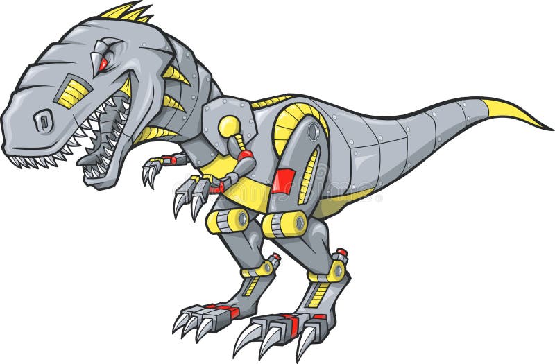 Robotic Tyrannosaurus Rex Illustration on white background. Robotic Tyrannosaurus Rex Illustration on white background