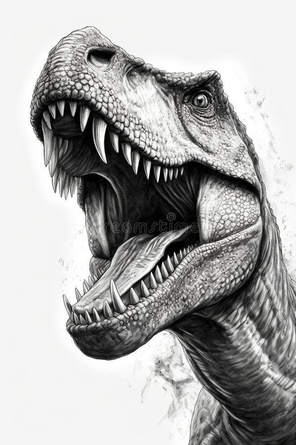 Tyrannosaurus Rex Trex. Estilo De Desenho De Lápis De Dinossauro