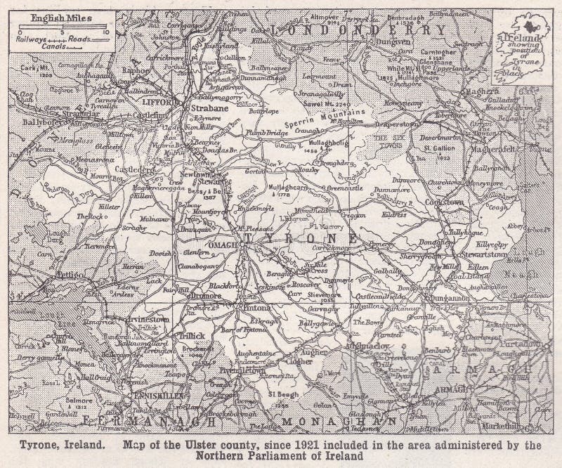 Vintage Map Of Tyrone Ireland S Stock Illustration Illustration