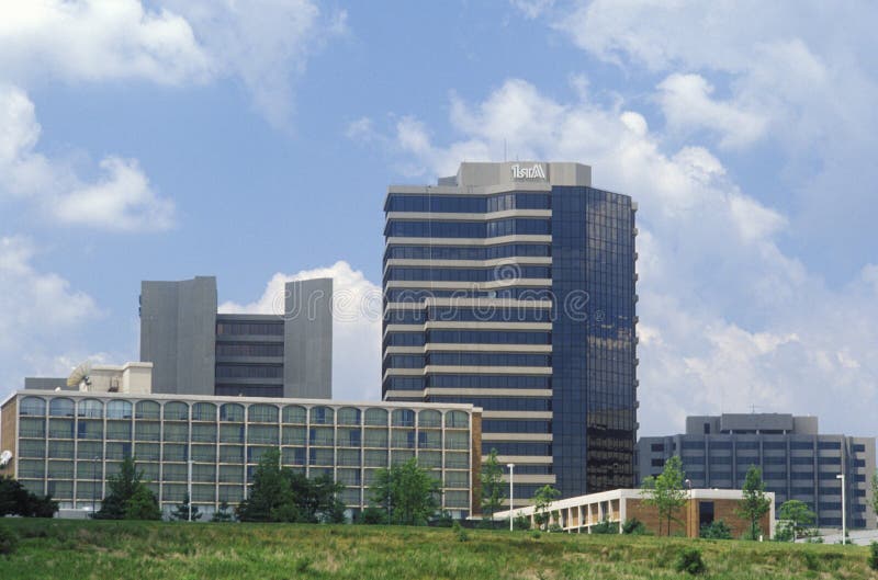 Tyson Corner Skyline in Falls Church, Fairfax County, VA Editorial