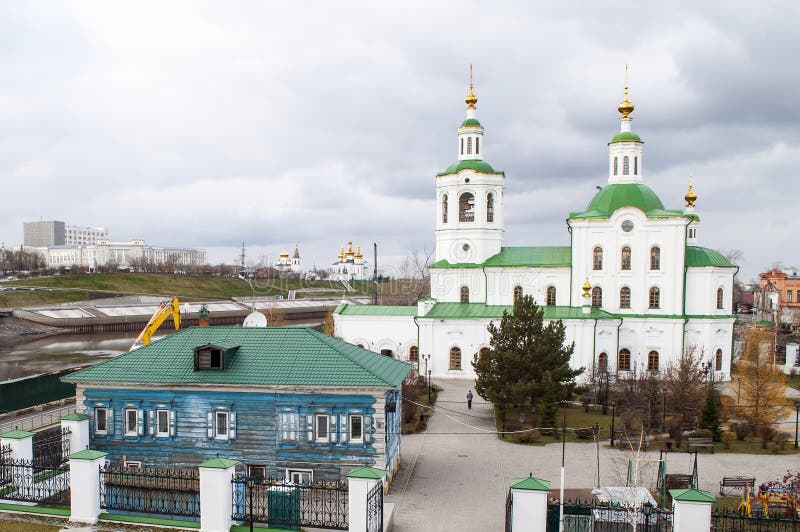 Tyumen, Rusland, 30 oktober 2019: Ascension-George Temple royalty-vrije stock afbeelding Tyumen, Rusland, 30 oktober 2019: Ascension-George Temple royalty-vrije stock afbeelding