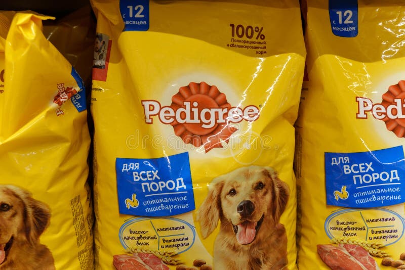 Tyumen, Russia-June 30, 2022: Pedigree Dog Food. Pedigree Petfoods is a subsidiary of Mars, Incorporated. Buying in a