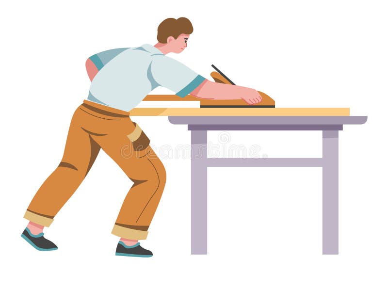 Tâmplar cu lemn din lemn la locul de muncă stock illustration
