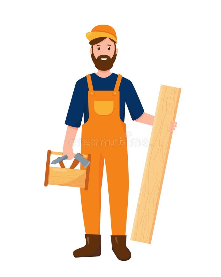 Tâmplar din lemn și unelte de lucru. royalty free illustration