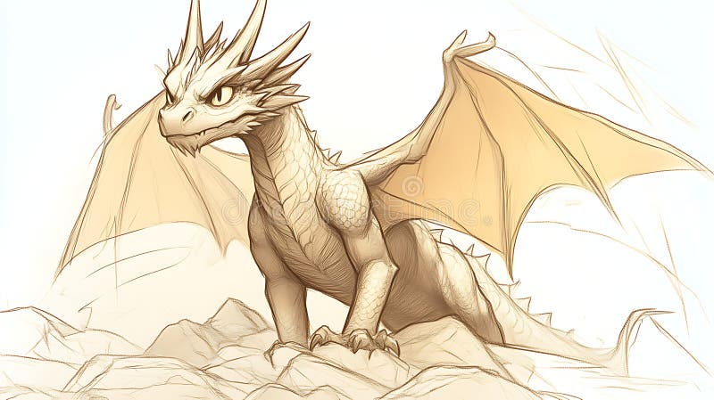 Tânărul Dragon A Apărut Pe Stâncoase Heights royalty free illustration