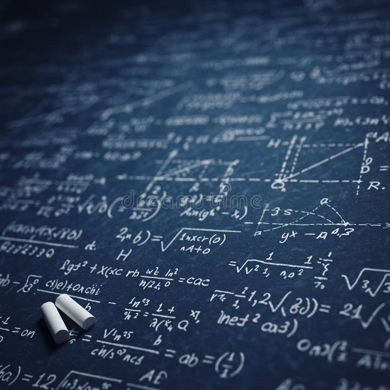 Täckt med matematiska ekvationsdiagram och diagram. royaltyfri illustrationer
