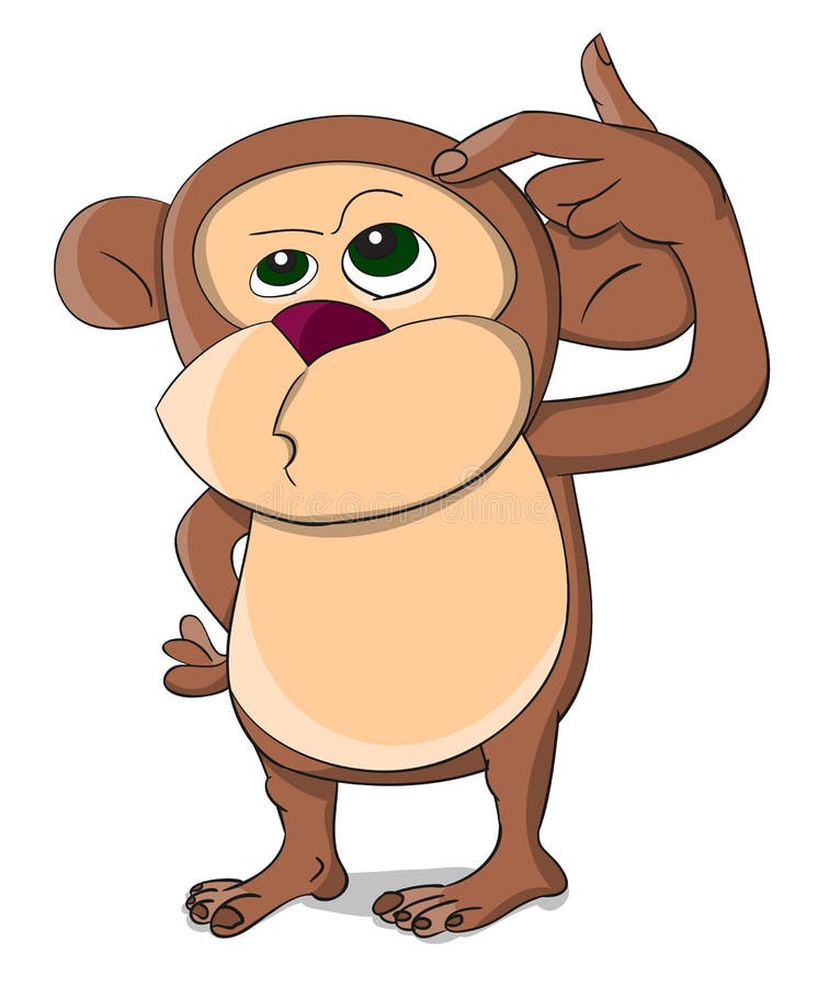 Tänkande apa för gullig ovanlig vektor stock illustrationer Tänkande apa för gullig ovanlig vektor stock illustrationer