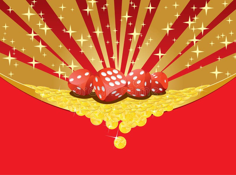 Tärnar och fallande guld- mynt som spelar bakgrund royaltyfri illustrationer Tärnar och fallande guld- mynt som spelar bakgrund royaltyfri illustrationer