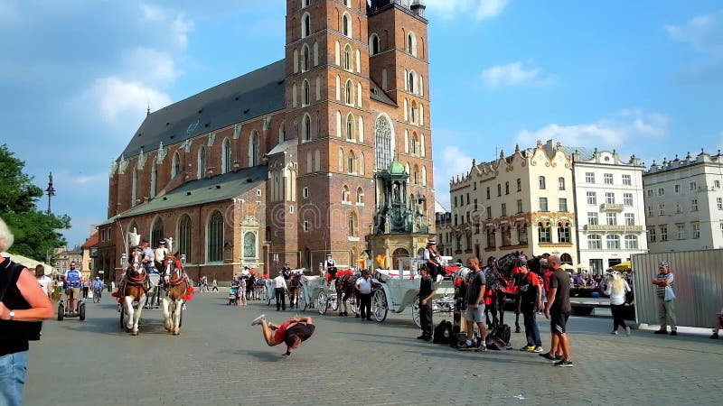 Tätigkeit am Hauptmarktplatz in Krakau, Polen