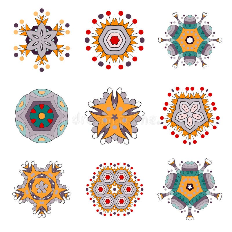 Tätowierungs-Blume Mandala Doodle Vector Designs stock abbildung Tätowierungs-Blume Mandala Doodle Vector Designs stock abbildung
