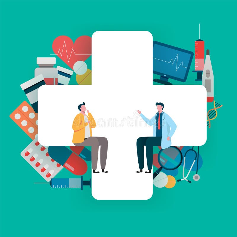 Tålmodig konsultation till doktorn Hälsovårdbegrepp, medicinskt lag Sund applikation Plan vektorillustration vektor illustrationer Tålmodig konsultation till doktorn Hälsovårdbegrepp, medicinskt lag Sund applikation Plan vektorillustration vektor illustrationer