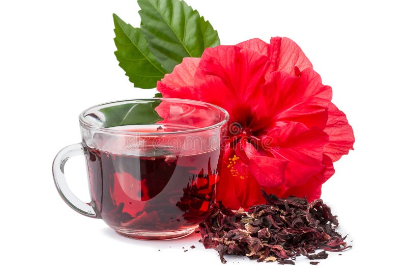 Tè caldo rosso dell'ibisco e del fiore fotografia stock