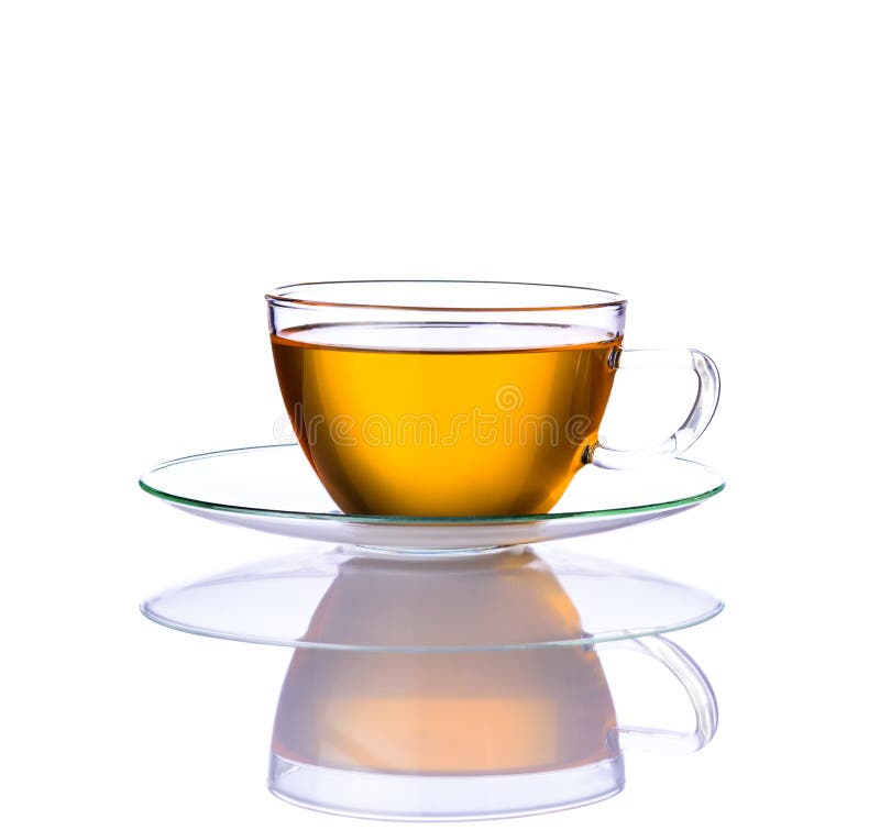 Tè giallo in tazza di vetro fotografie stock libere da diritti Tè giallo in tazza di vetro fotografie stock libere da diritti