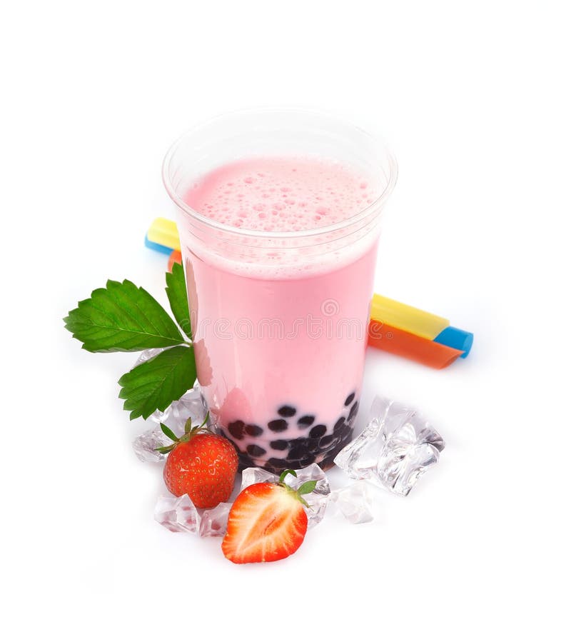 Té de la burbuja de Boba de la fresa fotografía de archivo libre de regalías Té de la burbuja de Boba de la fresa fotografía de archivo libre de regalías