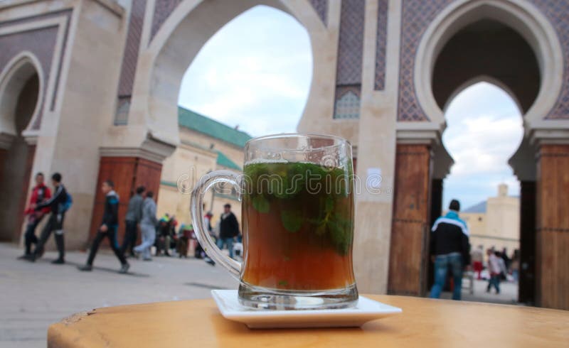 Té de la menta en Fes, Marruecos fotografía de archivo Té de la menta en Fes, Marruecos fotografía de archivo